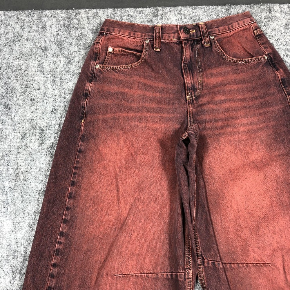 BDG Jeans Womens 28W Red High Rise Wide Leg Adjustable Waist Denim Relaxed - Picture 3 of 16
